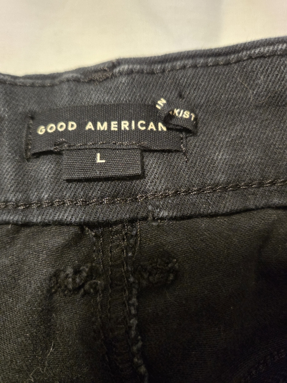 Good American Good Legs Straight Black Pull On Jeans Size L - Picture 3 of 4